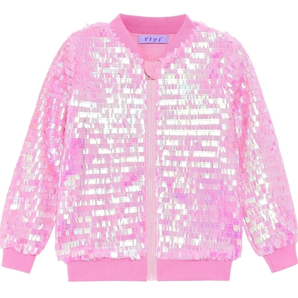 Pink Sequin Bomber Jacket